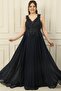 Front Back V-neck Top Beaded Lining Plus Size Long Chiffon Dress