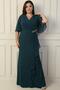 Plus Size Chiffon Glitter Long Dress with Sleeves and Jewelled Accessories - 3