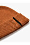 Basic Knitted Beret with Fold Detail and Stripe Pattern - 3