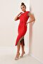 Shoulder and Hem Stone Embroidered Belted Dress