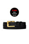 100% Genuine Leather, Thin 2 cm Black Women's Belt with Gold Color Buckle; Dress, Trouser Belt_Düzbüyük