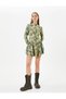 Floral Mini Dress Long Sleeve Tiered High Collar - 2