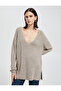 V-Neck Sweater Oversize Long Sleeve Cashmere Textured - 3