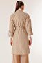Double Breasted Collar Waist Belted Lined Trench Coat - 4