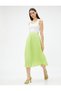 Pleated Skirt Midi Length Chiffon Elastic Waist