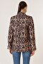 Single Button Lined Leopard Pattern Comfortable Fit Jacket - 4