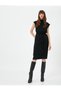 Midi Dress Scoop Neck Tie Detail at Waist Short Sleeve - 2