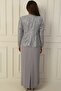 Half Moon Sleeve Long Dress Bead Sequin Embroidered Tulle Jacket Lined Plus Size 2 Piece Set - 4