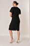 Flounce Chiffon Sleeves Front 3D Bead Detail Lined Plus Size Dress - 4