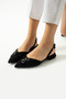Icon of Elegance Women's Black and White Pointed Toe Heeled Ballerina Shoes - 2