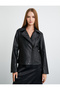 Biker Jacket Faux Leather Zippered - 3