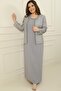 Collared Stone-Embellished Lined Long Crepe Dress Sequined Jacket Plus Size 2-Piece Set - 2