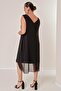 Chiffon Stone Printed Lined Sleeveless Plus Size Dress - 4