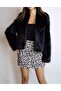 Women's Black Premium Shal Collar Sunny Rabbit Fur Short Jacket Coat Yy 101170
