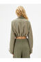Crop Jacket Double Fabric Use Elasticized Cuffs Reverse Double Breasted Collar - 4