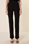 High Waist Knitted Crepe Patchwork Palazzo Trousers Black - 3
