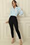 High Waist Slim Leg Wide Length Lycra Trousers