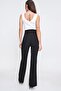 High Waist Pocket Full Length Lycra Wide Leg Trousers - 4