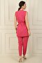 6-Button Belted Vest Elastic Waist Tight Leg Pants 2-Piece Set - 5