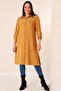Buttoned Front Three-Quarter Sleeve Pearl Detailed Large Size Ayrobin Long Tunik - 3