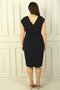 Women's Front and Back V Neck Single End Stone Cross Pleated B.B. Dress - 4