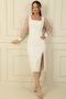 Square Collar Sleeves Sequin Tulle Dress - 3