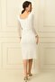 Square Neck Lined Slit Long Mesh Sleeve Dress - 4
