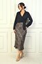 Elastic Waist Leopard Pattern Flared Satin Skirt