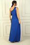 Women's One-Shoulder Side Window Detailed Long Crepe Satin Dress Slim Fit - 4