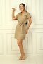 Linen Effect Dress with Belted Waist