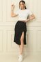 Elastic Waist and Slit Front Seersucker Long Skirt - 3