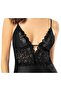 Satin Women's Nightgown Lace Detailed Adjustable Strap Black - 5