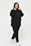 Plus Size Set Elastic-Waist Comfort Model Hooded Zip-Up Pocketed Sport Daily Tracksuit Set - 7