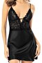 Satin Women's Nightgown Lace Detailed Adjustable Strap Black - 3