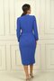 Women's Double-Breasted Collar Sleeves Belted Waist Lined Crepe Dress Slim Fit - 4
