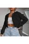 Women's Hooded Zippered Crop Cardigan Sweatshirt - Three Thread Ribbed - 2
