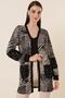Leaf Patterned Pocketed Lycra Cardigan with Sequin Detail - 2