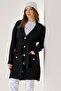 Back Embroidered Waist Belted Long Cardigan with Pockets - 3