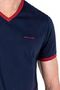 6040 Men's Short Sleeve Pajama Suit with Shorts-Navy Blue - 2