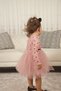 Baby Girl Child Princess Fluffy Tutu Dress Polka Dot Long Sleeve Flexible Lycra Dusty Rose Dark Pink - 6
