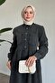 Black Pocketed Denim Dress with Two Pockets - 2
