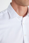 Men's White Cotton Slim Fit Slim Fit Classic Lapel Dobby Stretchy Shirt - 5