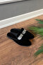 Luiz Black Leaf Stone Embroidered Closed-Front Elegant House Slippers - 7