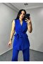 Women's Belted Vest Pants Suit - 2