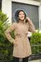 Beige Fur Lined and Waterproof Women's Winter Coat & Coat