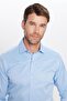 Modern Slim Fit Long Sleeve Plain Satin Cotton Men's Blue Shirt