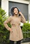 Beige Sheepskin and Waterproof Winter Coat & Coat - 2