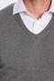 Men's Slim Fit V-Neck Cotton Gray Knitwear Sweater - 3