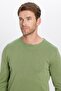 Men's Slim Fit Crew Neck Green Knitwear Sweater