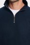 Unisex Relax Fit Comfortable Cut Ribbed Cotton Half Zipper Navy Blue Stand Collar Sweatshirt - 3